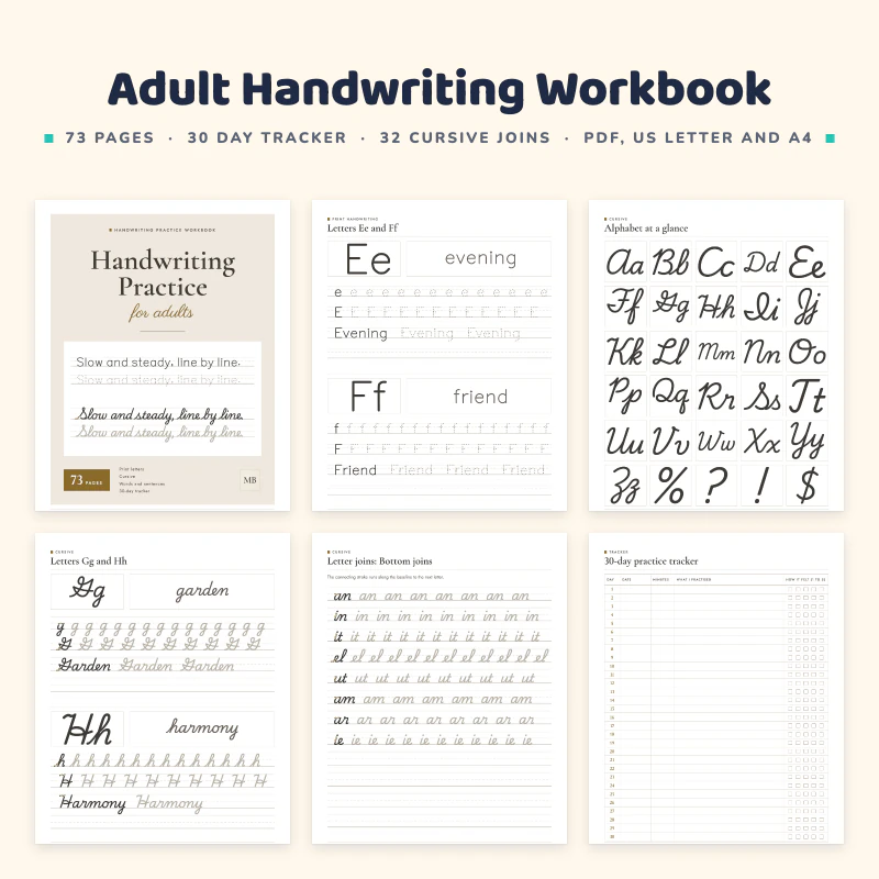 Adult Handwriting Practice Workbook, cover image