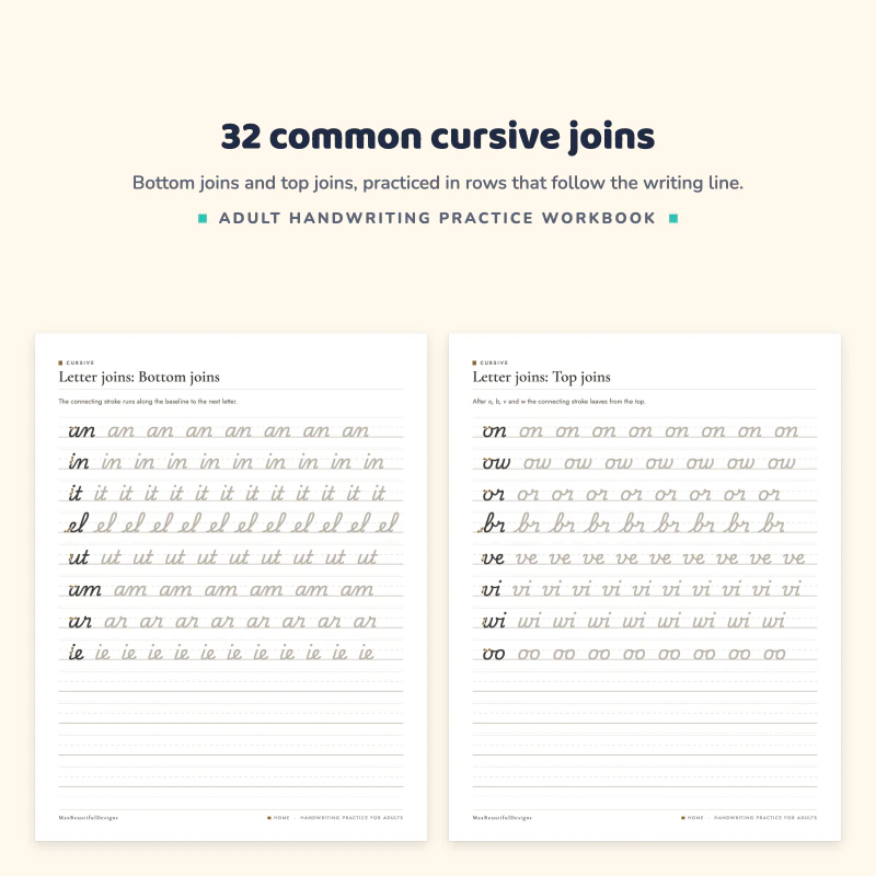 Two letter joins pages with rows such as an, in, it and ve, vi, vo to trace and copy