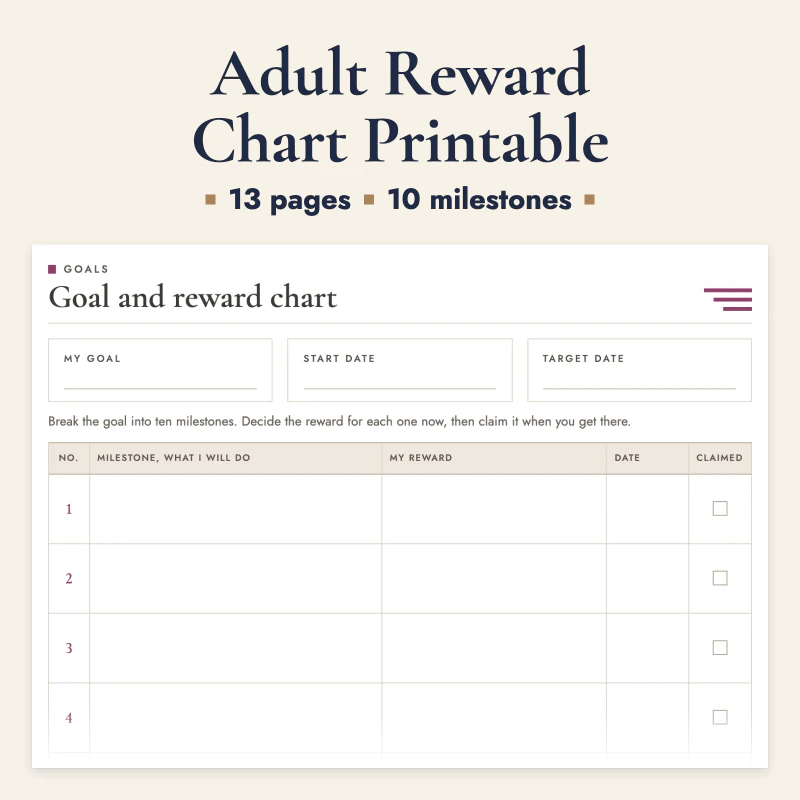 Adult Reward Chart Printable, cover image
