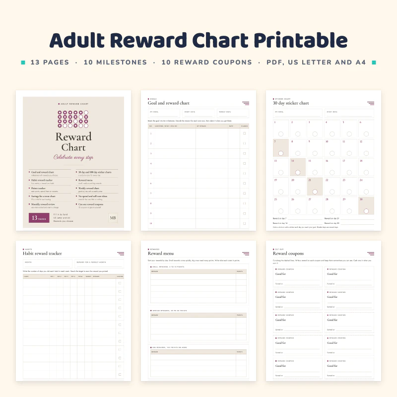 Adult Reward Chart Printable, cover image