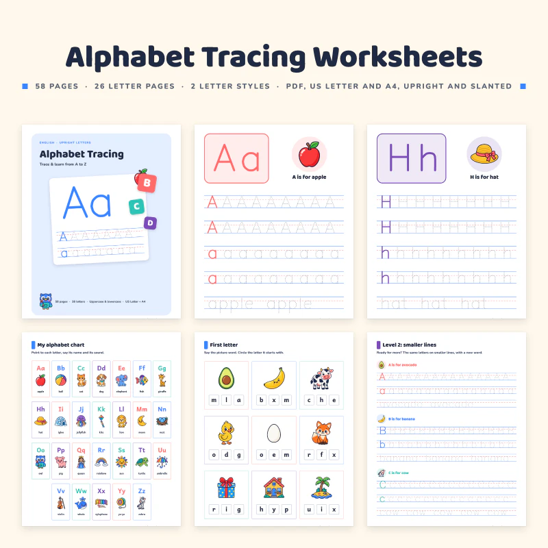 Alphabet Tracing Worksheets, cover image