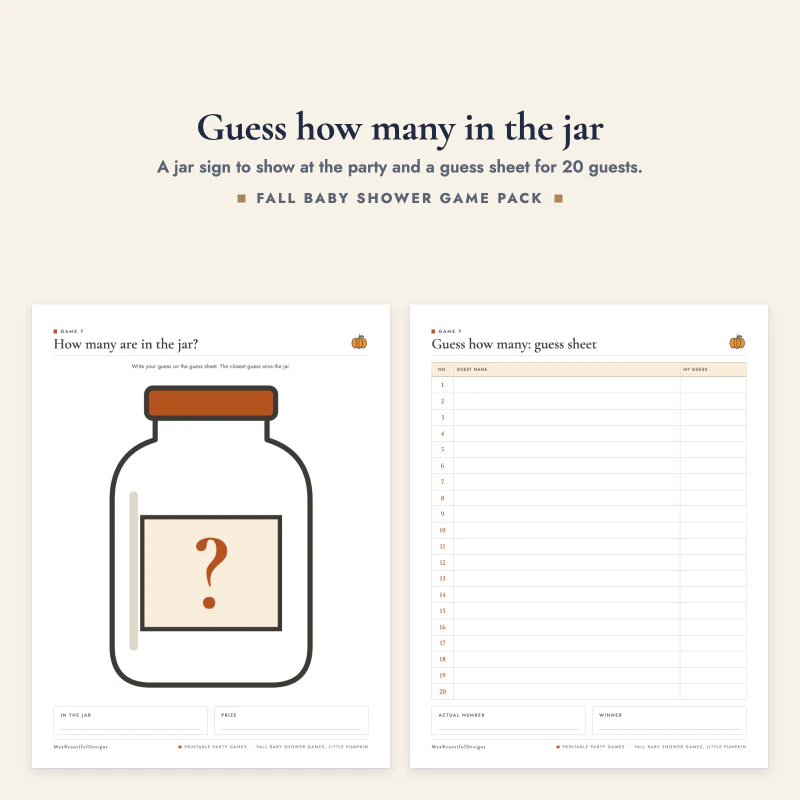 The jar sign with a question mark and the guess sheet with numbered lines