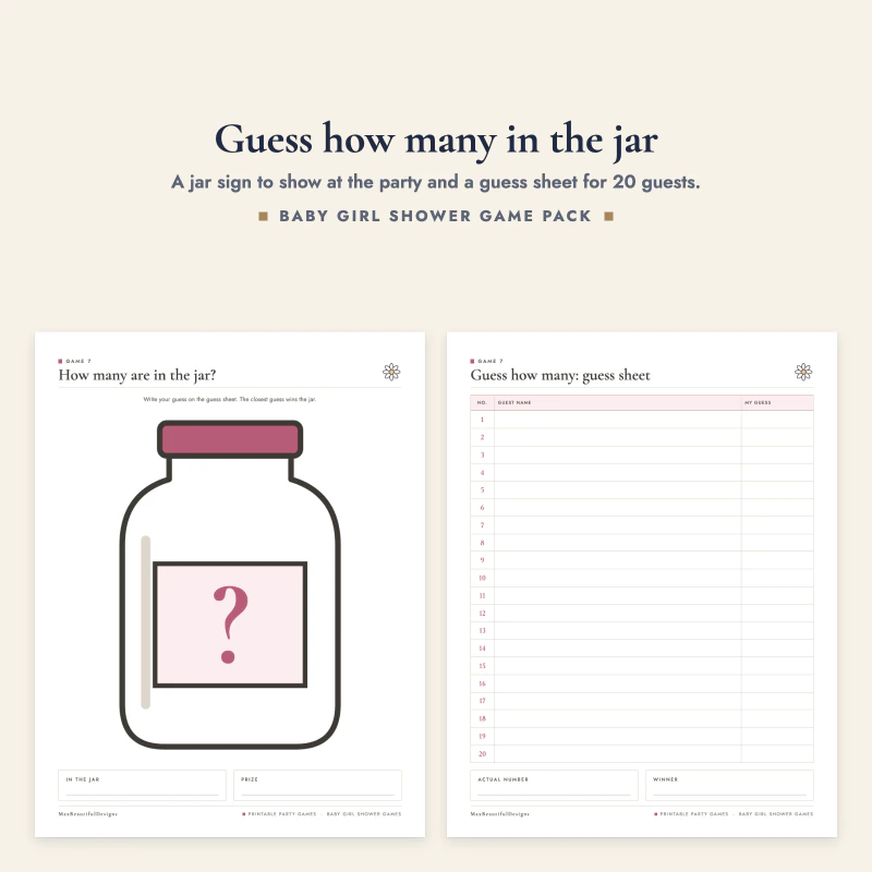 The jar sign with a question mark and the guess sheet with numbered lines