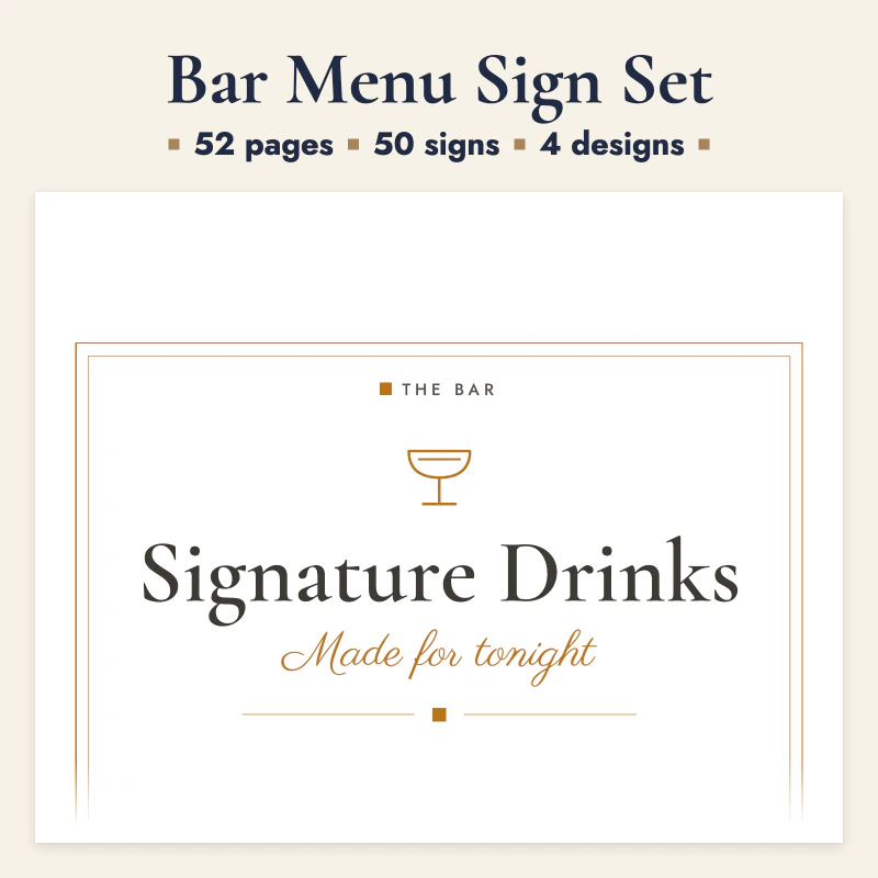 Bar Menu Sign Set, cover image