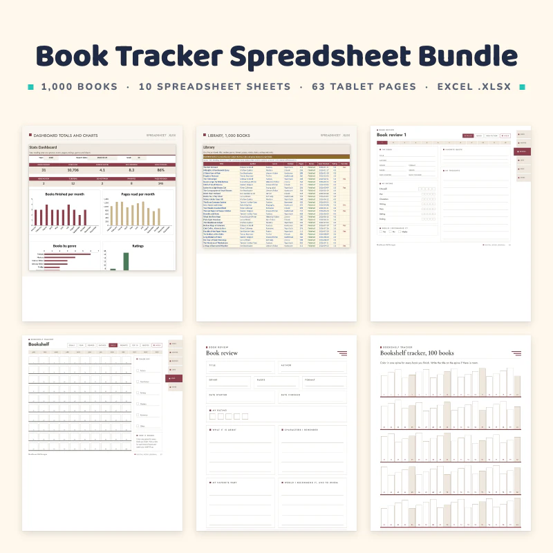Book Tracker Spreadsheet Bundle, cover image