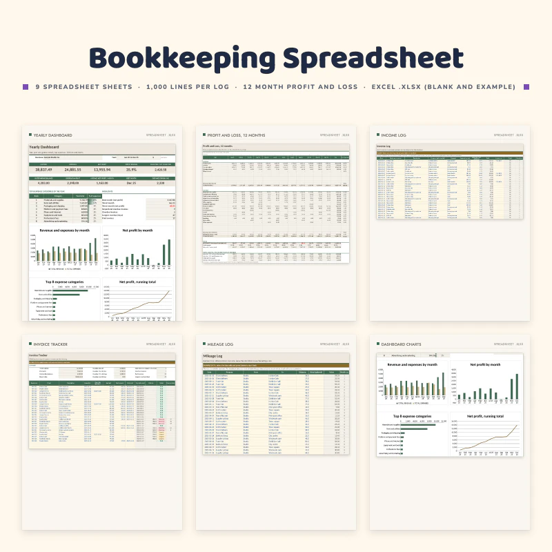 Bookkeeping Spreadsheet, cover image