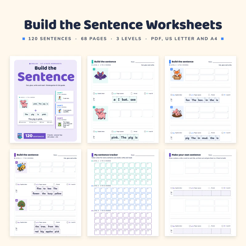 Build the Sentence Worksheets, cover image