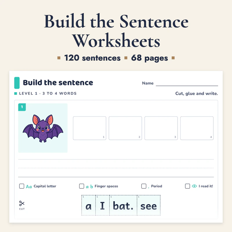 Build the Sentence Worksheets, cover image