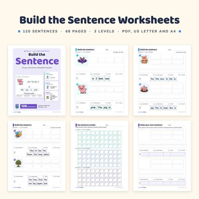 Build the Sentence Worksheets, cover image