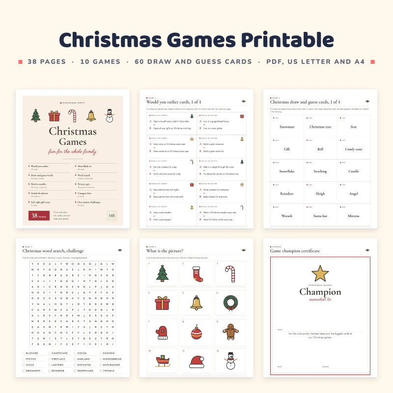 Christmas Games Printable, cover image