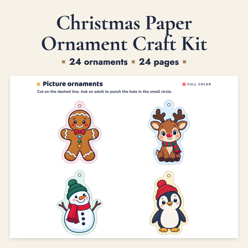 Christmas Paper Ornament Craft Kit, cover image