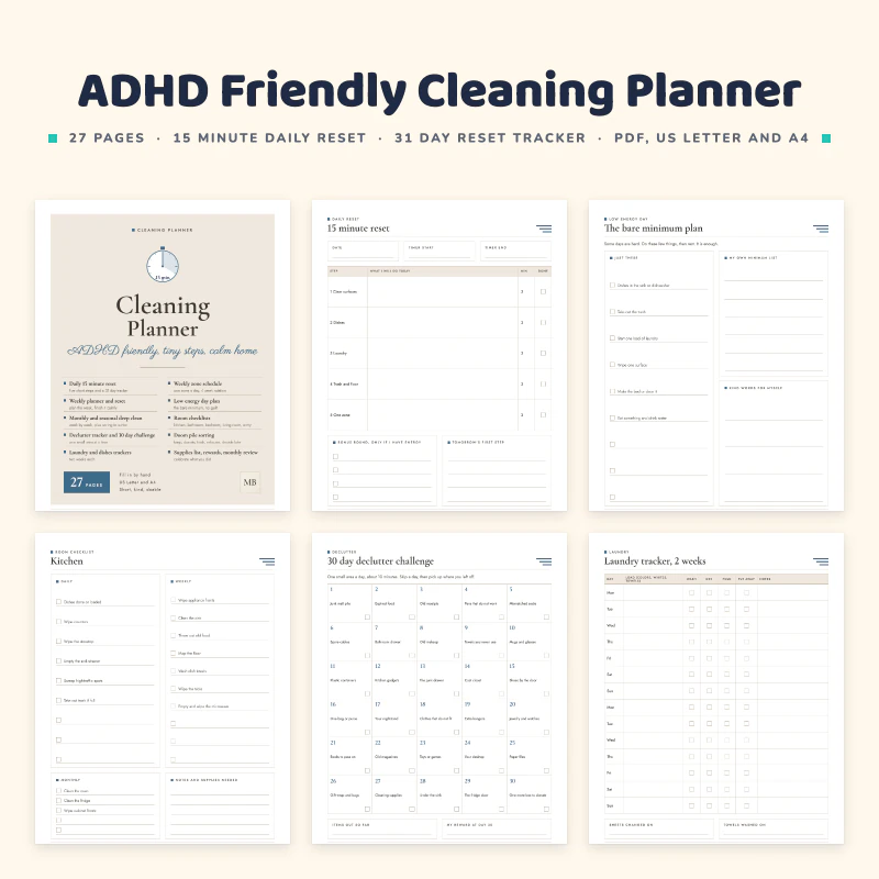 ADHD Friendly Cleaning Planner, cover image