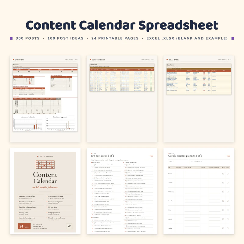 Content Calendar Spreadsheet, cover image