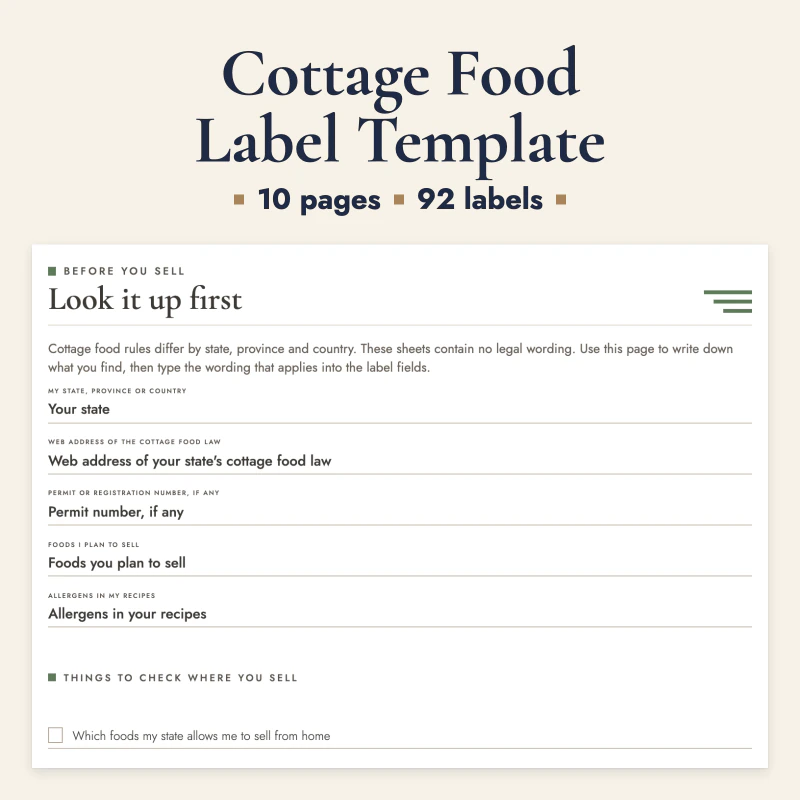 Cottage Food Label Template, cover image