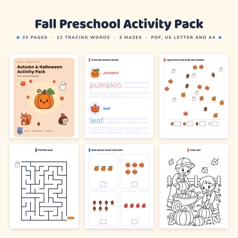 Fall Preschool Activity Pack, cover image