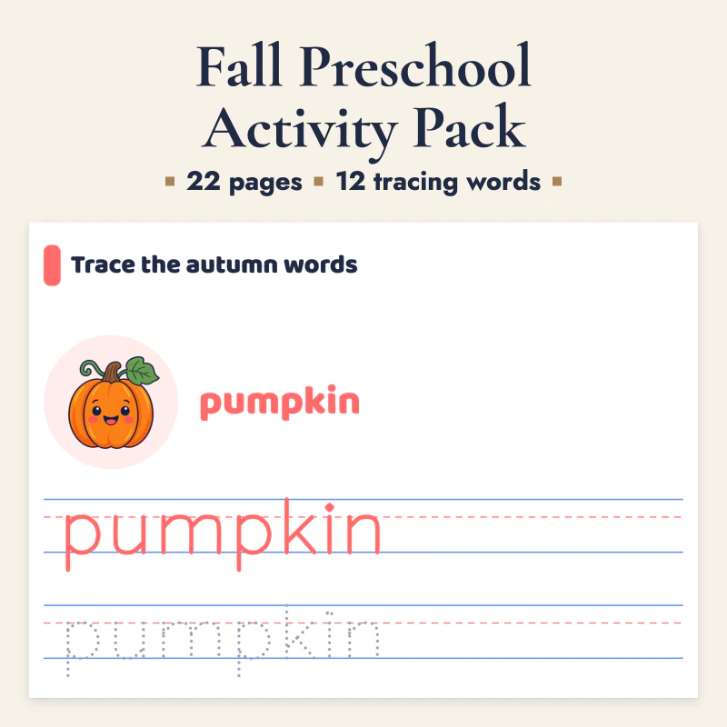 Fall Preschool Activity Pack, cover image