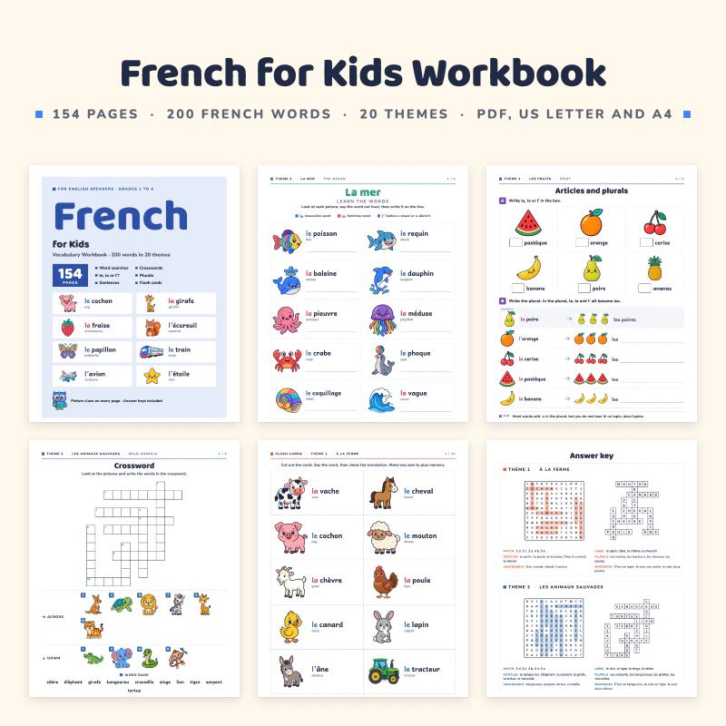 French for Kids Workbook, cover image