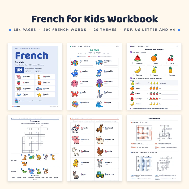 French for Kids Workbook, cover image