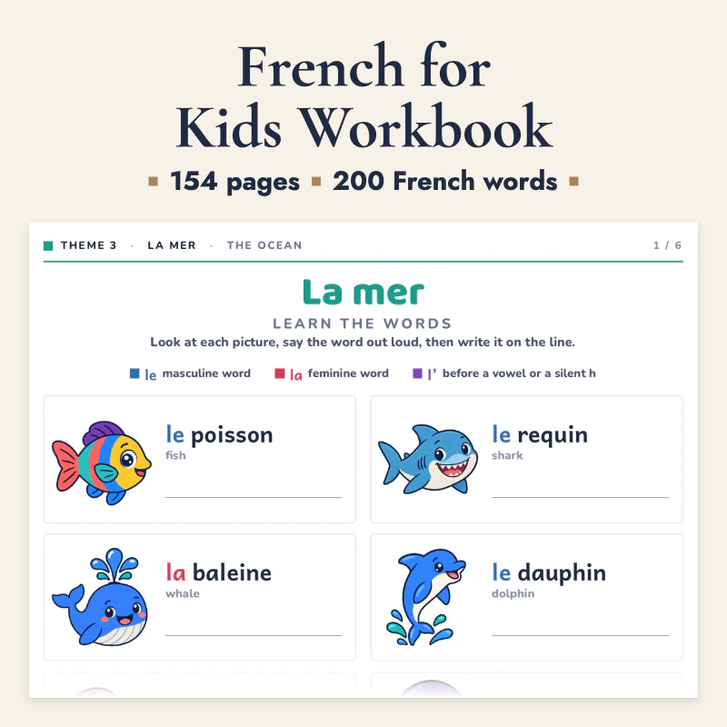 French for Kids Workbook, cover image