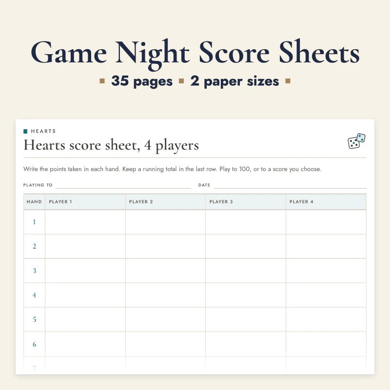Game Night Score Sheets, cover image