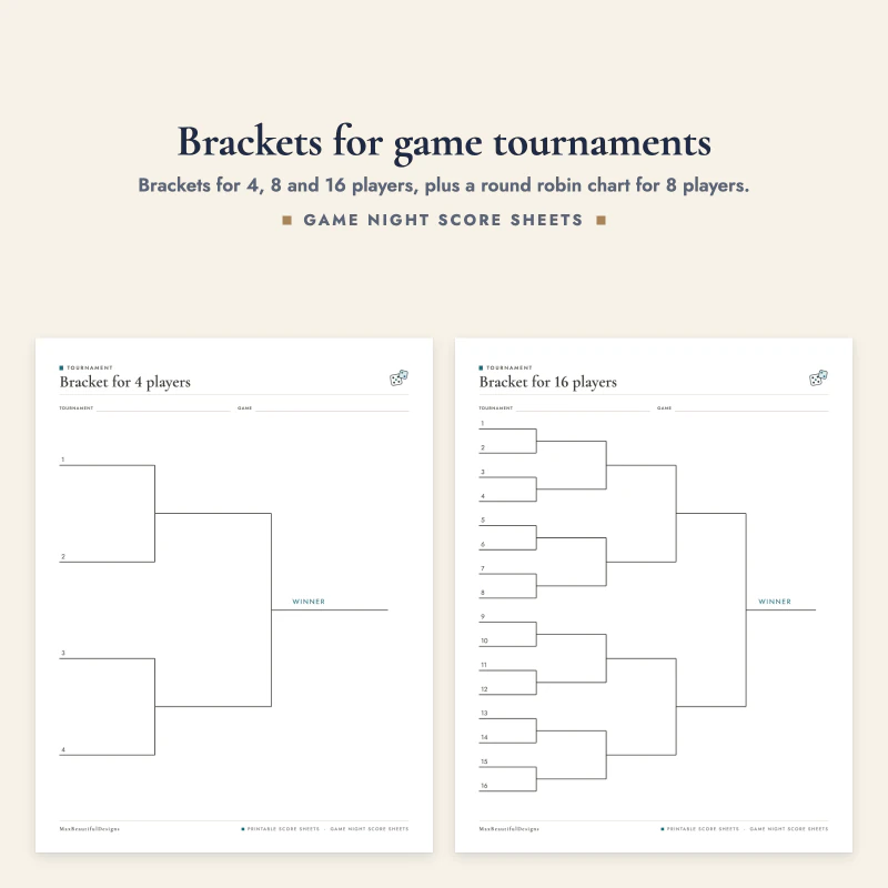 Bracket for 4 players next to the bracket for 16 players with a winner line