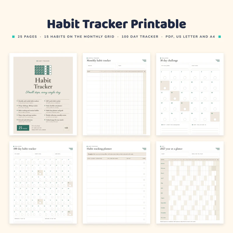 Habit Tracker Printable, cover image