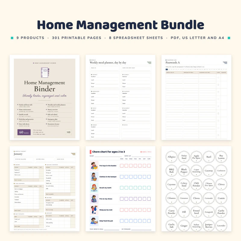 Home Management Binder Bundle, cover image