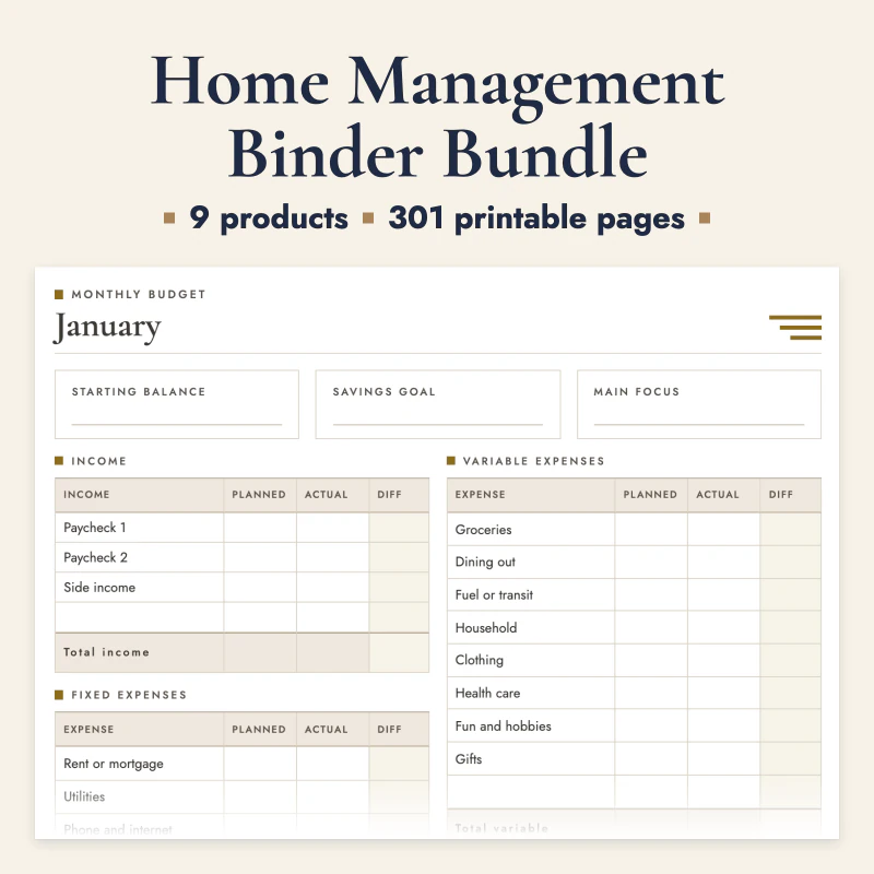 Home Management Binder Bundle, cover image