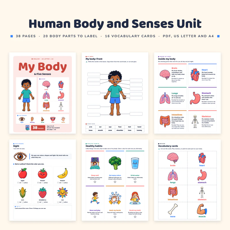 Human Body and Senses Unit Study, cover image