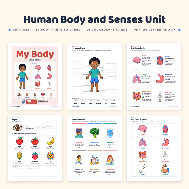 Human Body and Senses Unit Study, cover image