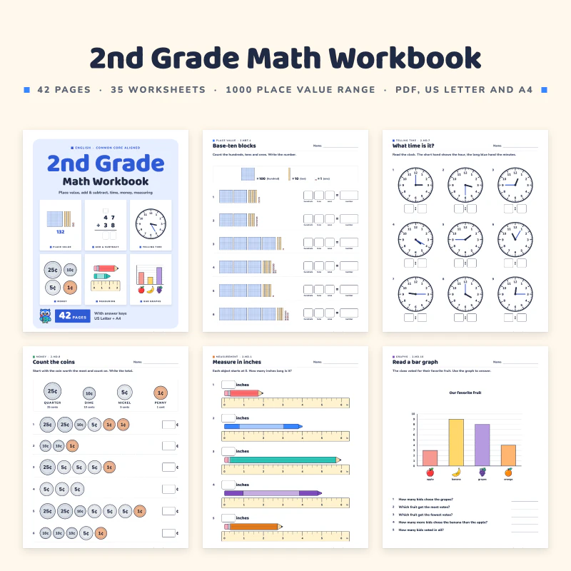 2nd Grade Math Workbook, cover image