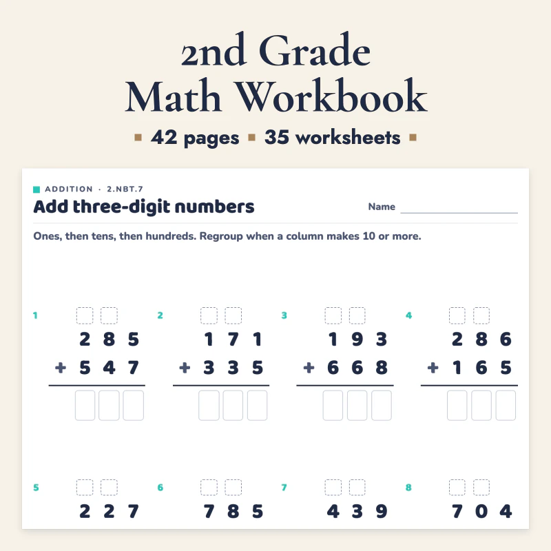 2nd Grade Math Workbook, cover image