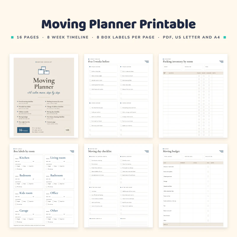 Moving Planner Printable, cover image