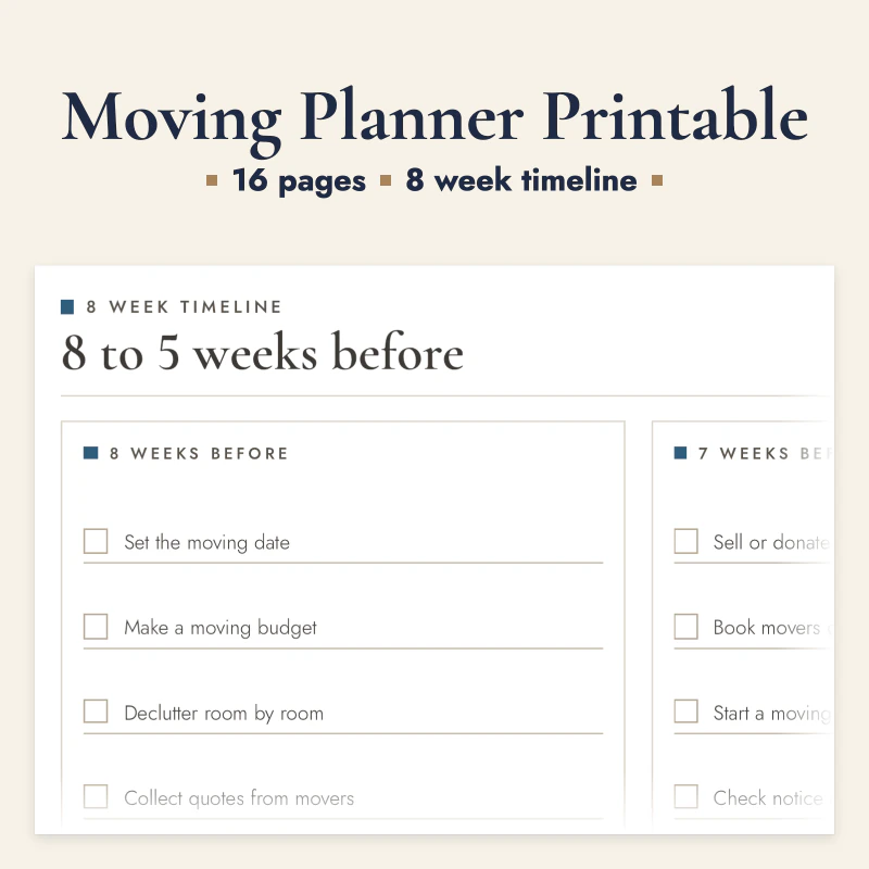 Moving Planner Printable, cover image