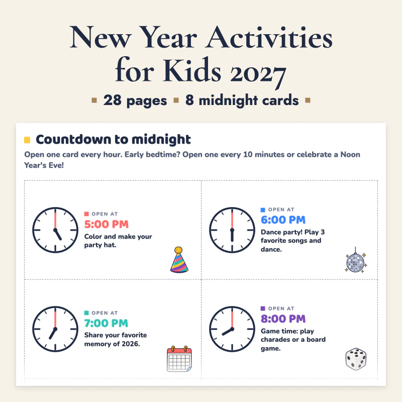 New Year Activities for Kids 2027, cover image