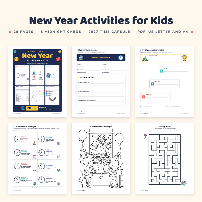 New Year Activities for Kids 2027, cover image