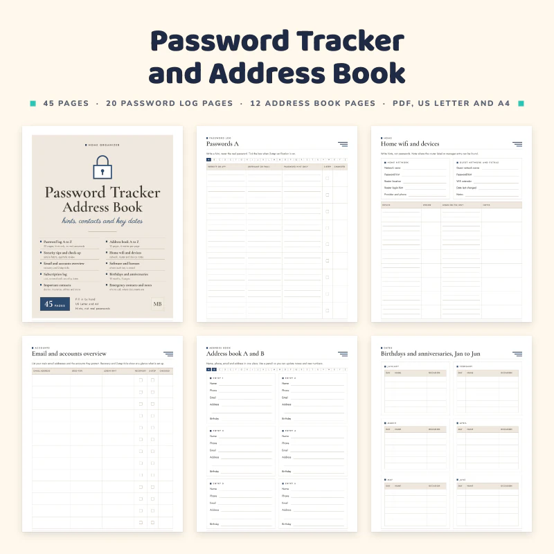 Password Tracker and Address Book, cover image