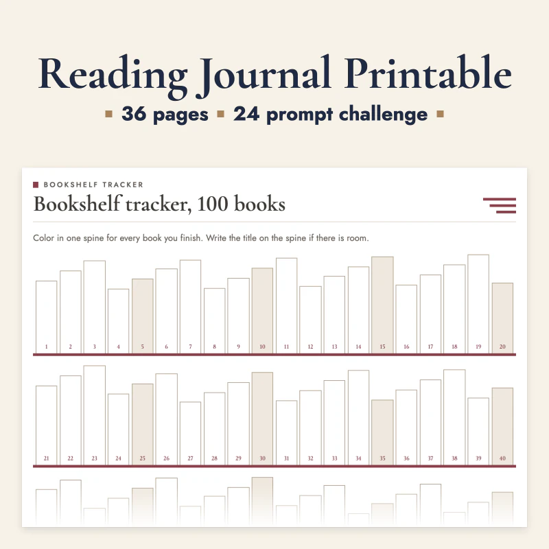 Reading Journal Printable, cover image