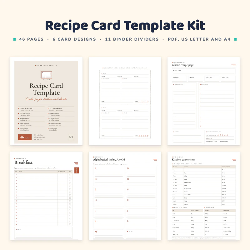 Recipe Card Template Kit, cover image