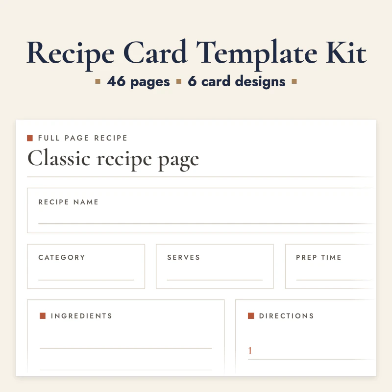 Recipe Card Template Kit, cover image