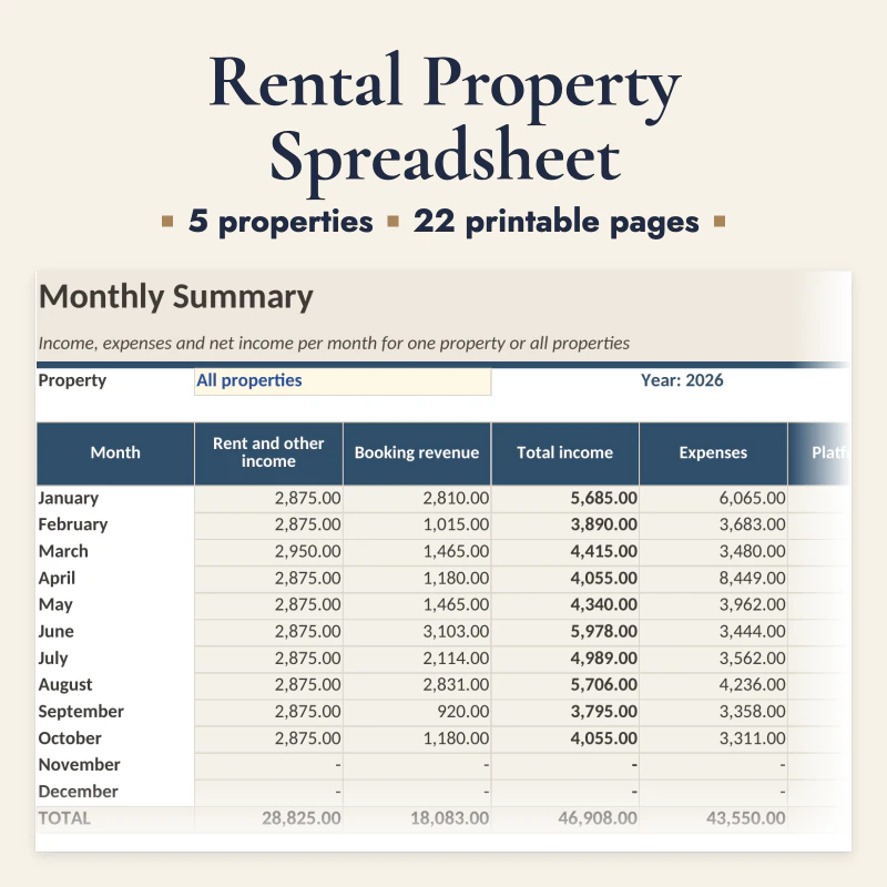 Rental Property Spreadsheet, cover image