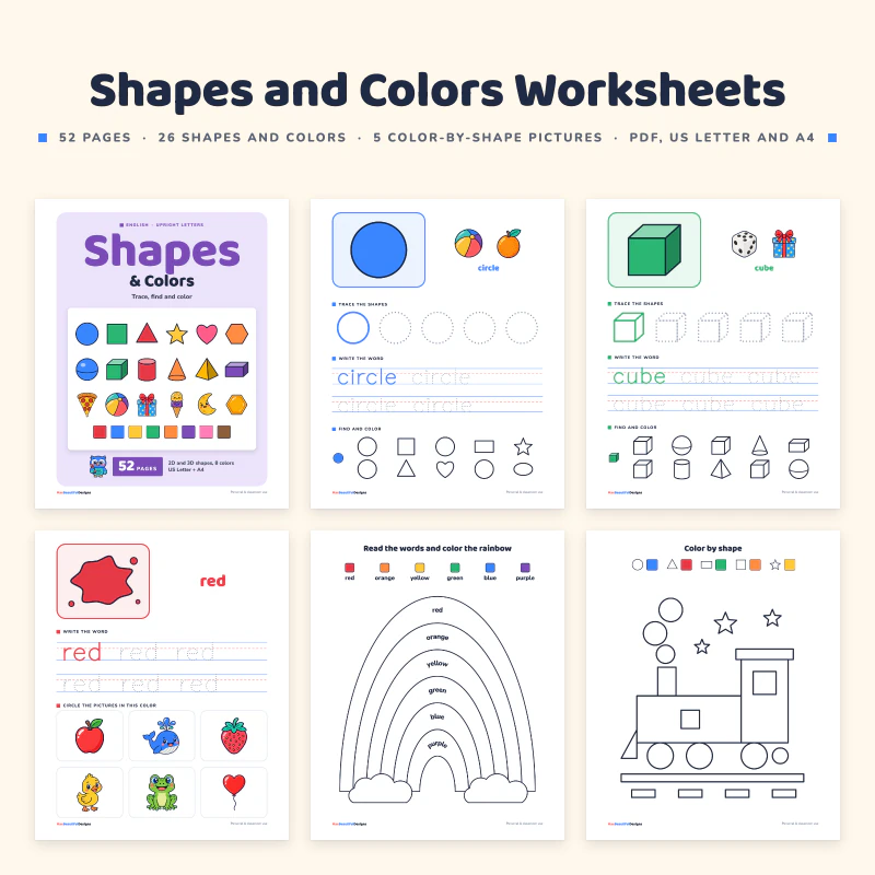 Shapes and Colors Worksheets, cover image