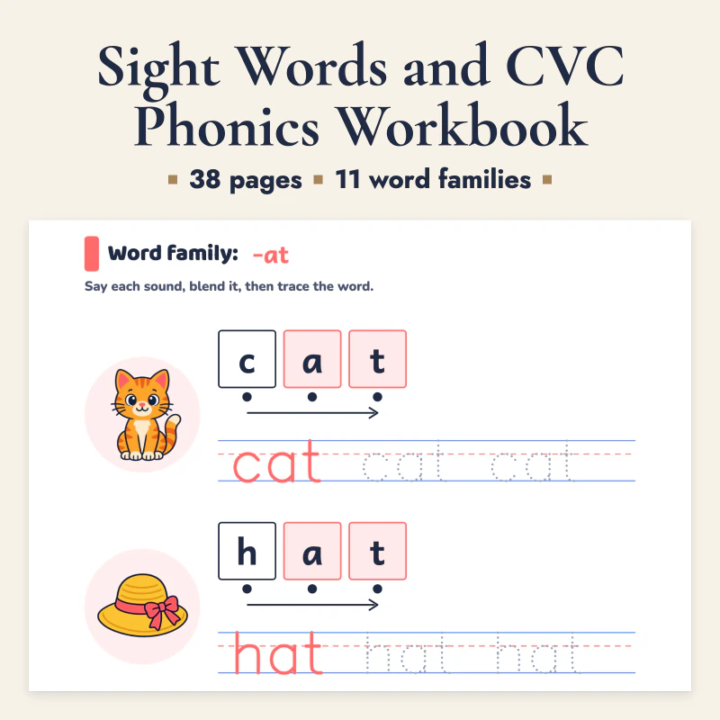 Sight Words and CVC Phonics Workbook, cover image