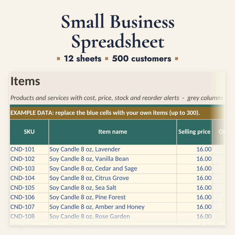 Small Business Spreadsheet, cover image