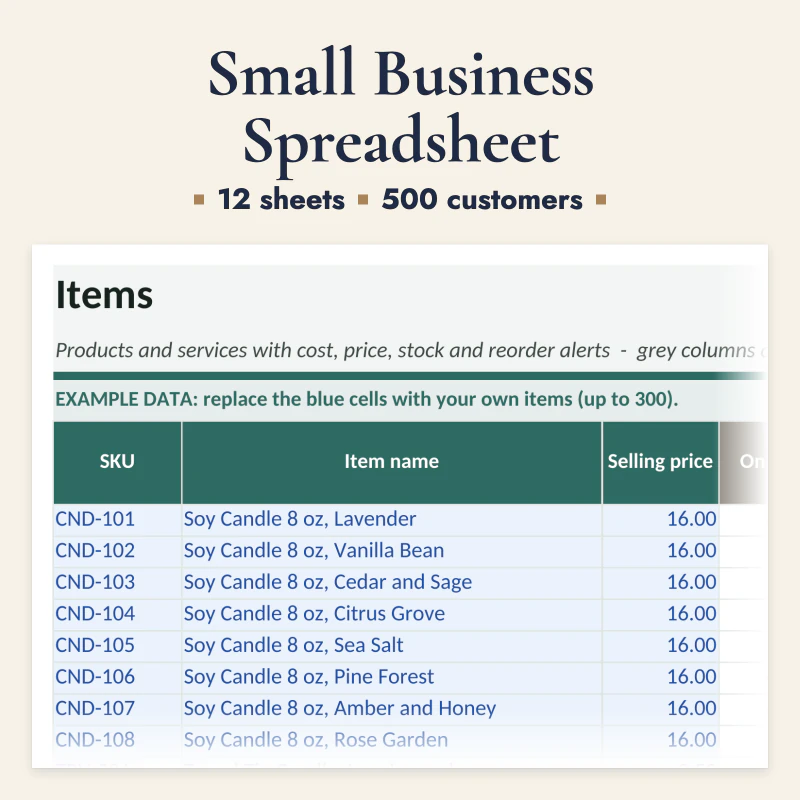 Small Business Spreadsheet, cover image