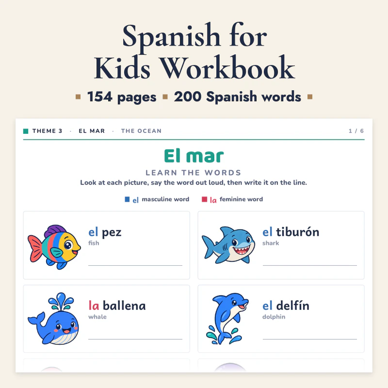 Spanish for Kids Workbook, cover image
