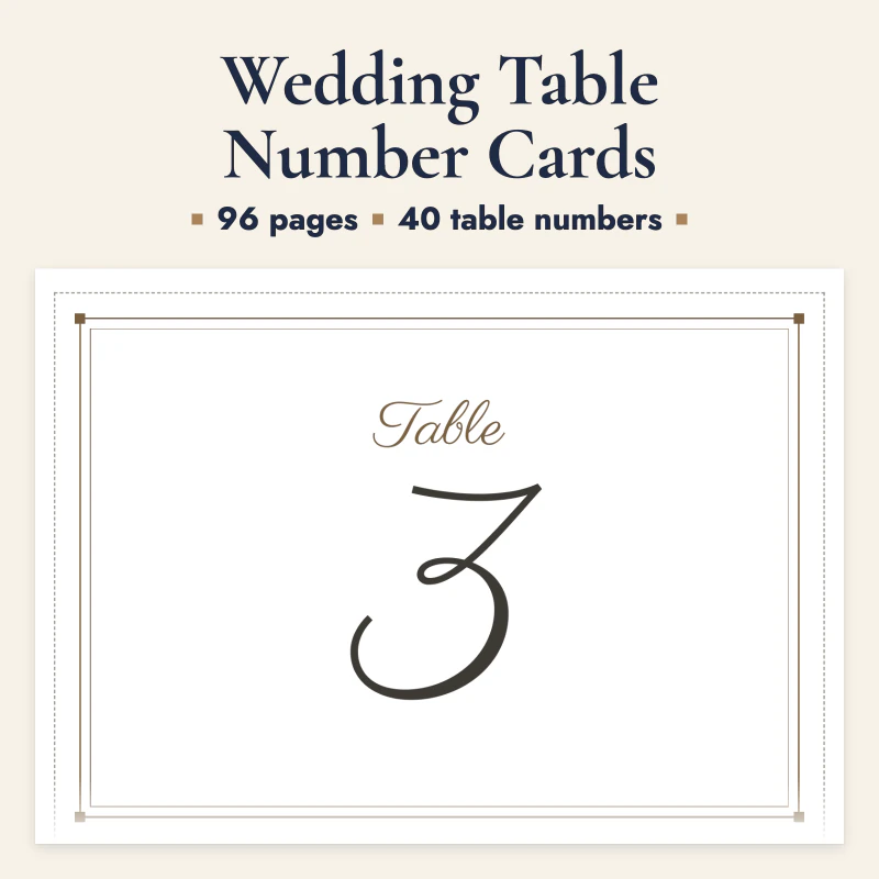 Wedding Table Number Cards, cover image