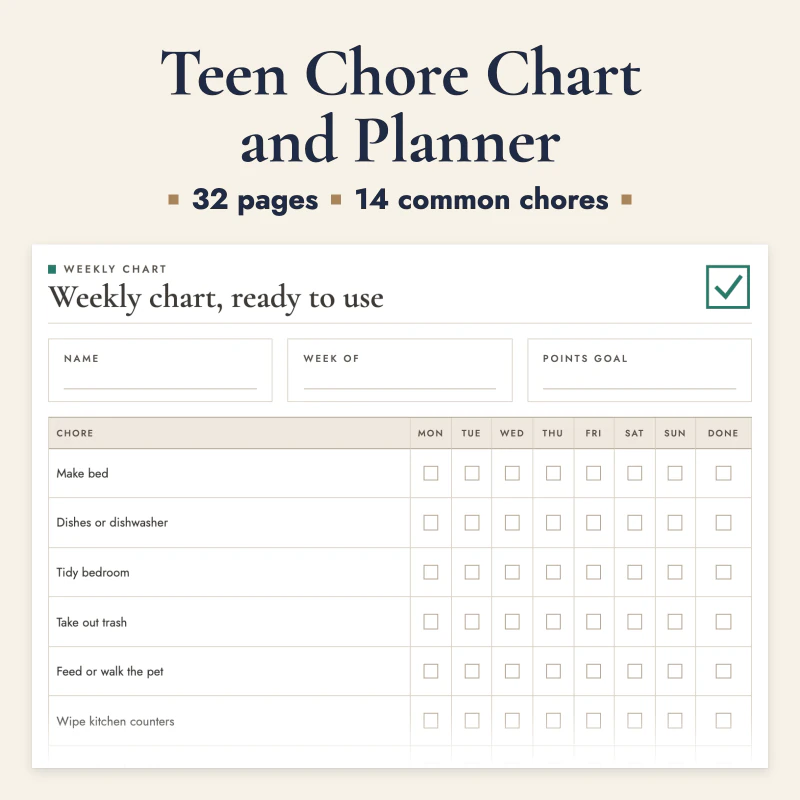 Teen Chore Chart and Planner, cover image