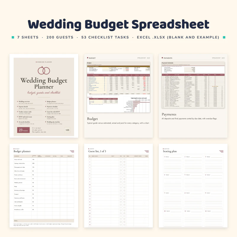 Wedding Budget Spreadsheet, cover image