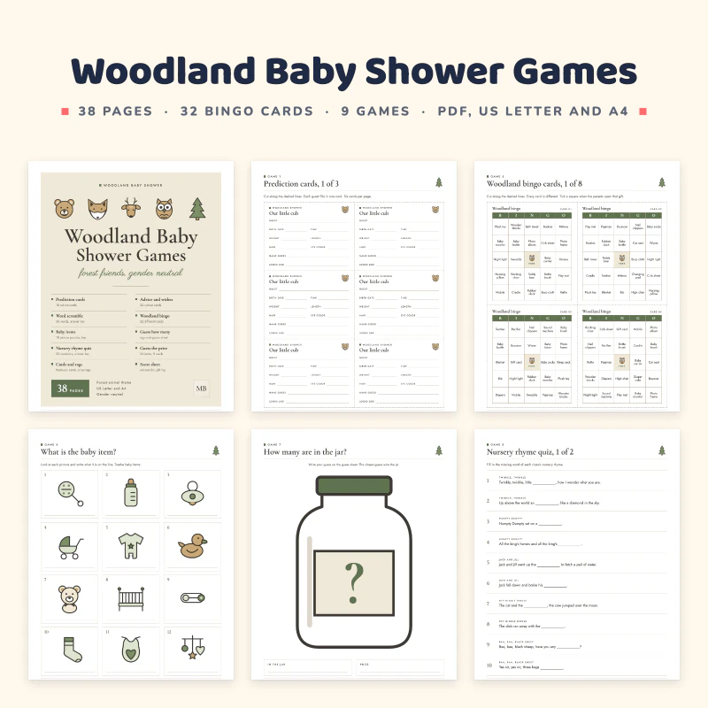 Woodland Baby Shower Games, cover image